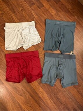 SKIMS Bundle 🙌🏽 Boxer Briefs Pack - Red, Light Gray, Slate Blue, Teal Gray
